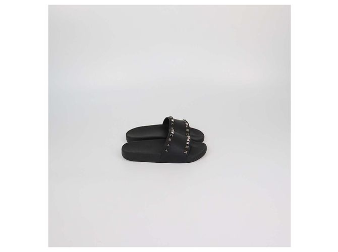 Valentino Ciabatte basse Rockstud in gomma nera Nero - vista 3