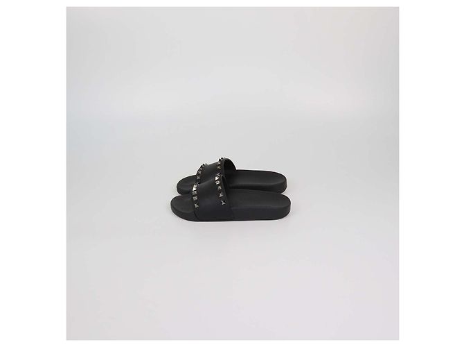 Valentino Ciabatte basse Rockstud in gomma nera Nero - vista 4