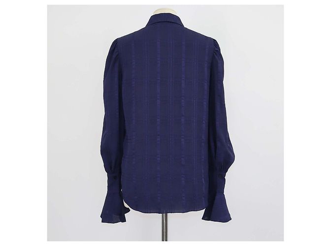 See by Chloé Camicia SeeByChloe Evening Blue in poliestere a quadri e maniche a sbuffo - vista 3