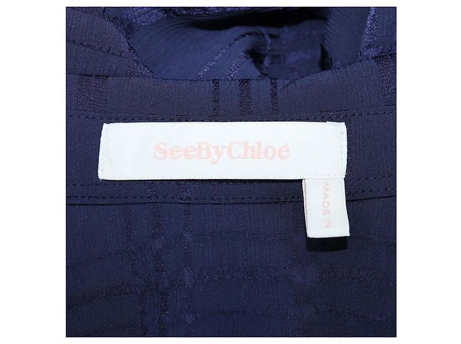 See by Chloé Camicia SeeByChloe Evening Blue in poliestere a quadri e maniche a sbuffo - vista 5