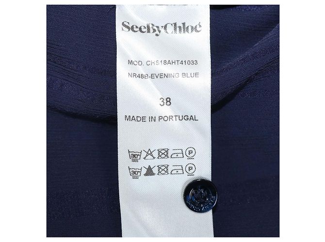 See by Chloé Camicia SeeByChloe Evening Blue in poliestere a quadri e maniche a sbuffo - vista 6