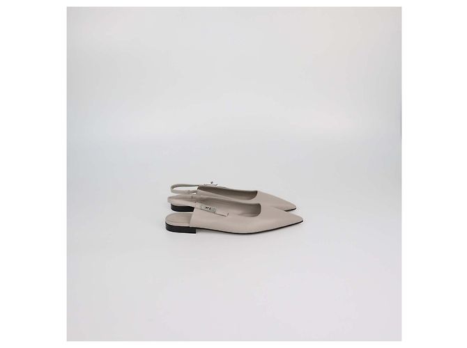 Hermès Décolleté slingback Lovely in pelle Nomade Beige Hermes Grigio - vista 3
