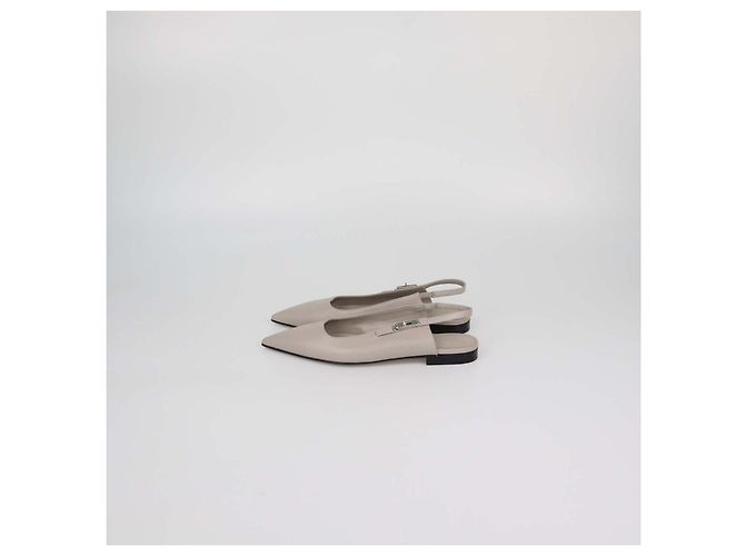 Hermès Décolleté slingback Lovely in pelle Nomade Beige Hermes Grigio - vista 4