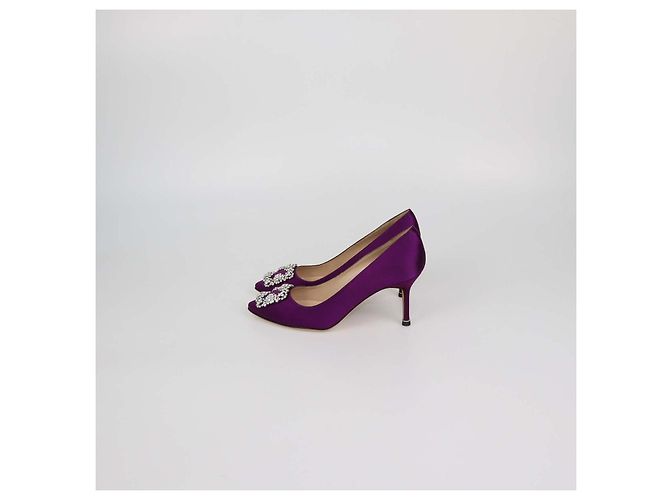 Décolleté Hangisi in raso viola Manolo Blahnik Porpora - vista 4