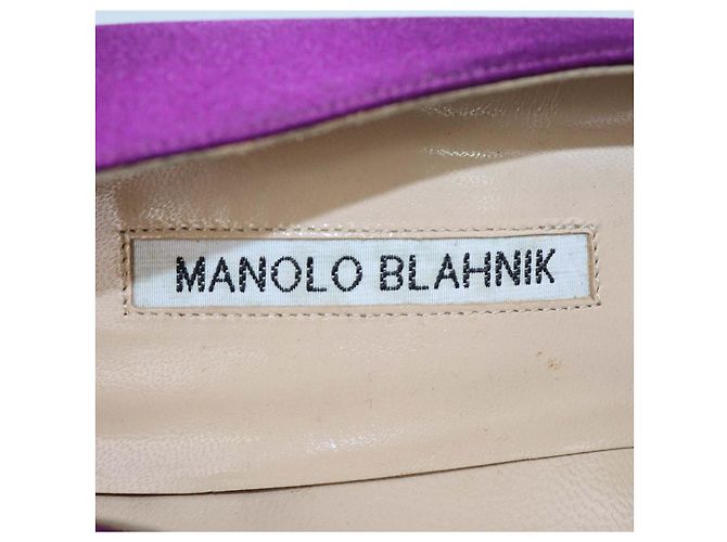 Décolleté Hangisi in raso viola Manolo Blahnik Porpora - vista 6