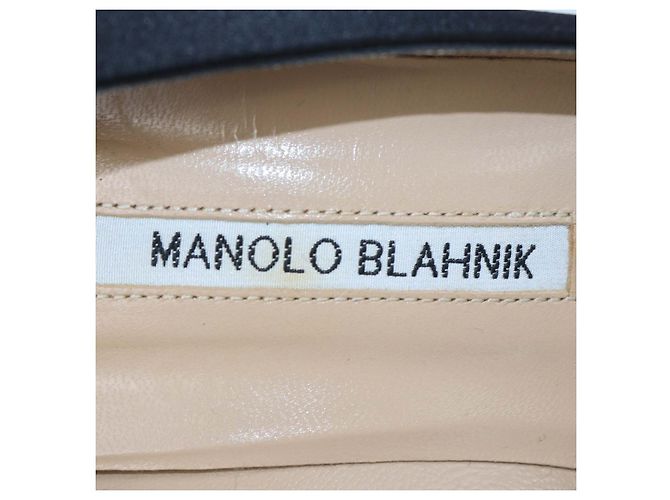 Décolleté Hangisi in raso nero Manolo Blahnik - vista 6