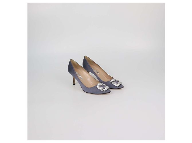 Décolleté Hangisi in raso grigio Manolo Blahnik - vista 2