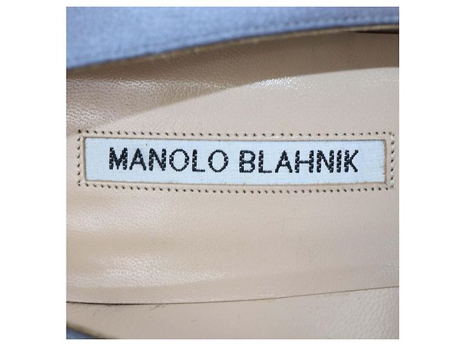 Décolleté Hangisi in raso grigio Manolo Blahnik - vista 6