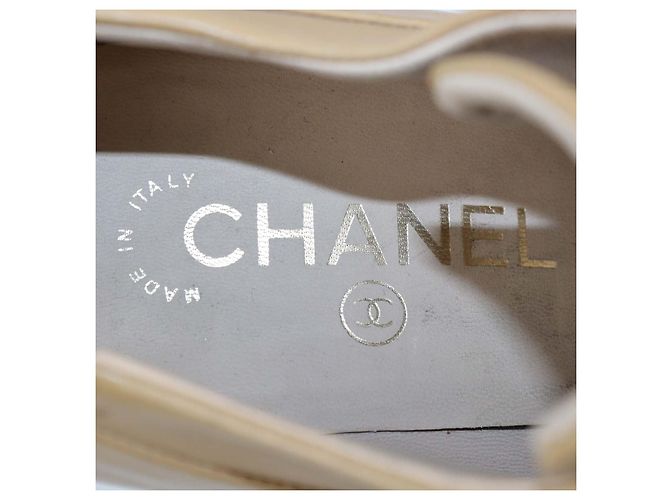 Botines de plataforma con puntera Chanel en cuero Beige/Black Negro - vista 6
