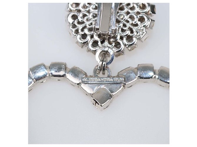 Orecchini a clip Alessandra Rich con cuore pendente in cristallo tono argento - vista 5