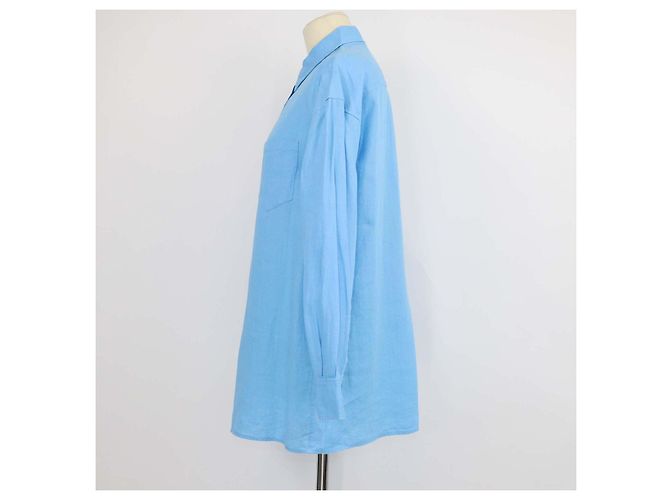 Camicia Loro Piana a maniche lunghe in lino blu - vista 2