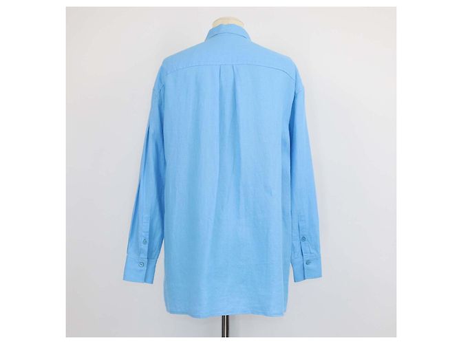 Camicia Loro Piana a maniche lunghe in lino blu - vista 3