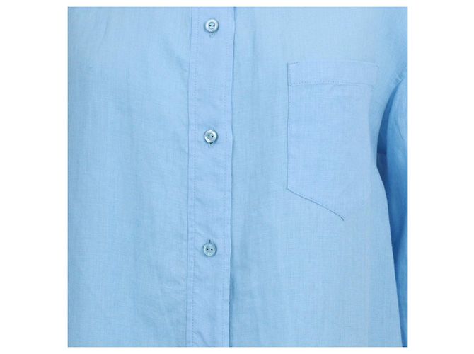 Camicia Loro Piana a maniche lunghe in lino blu - vista 4