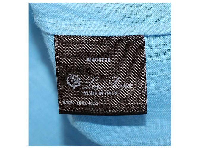 Camicia Loro Piana a maniche lunghe in lino blu - vista 6