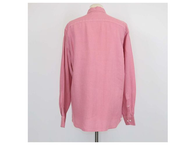 Camicia a maniche lunghe in lino rosa Loro Piana - vista 3