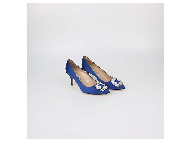 Décolleté Hangisi in raso blu Manolo Blahnik - vista 2