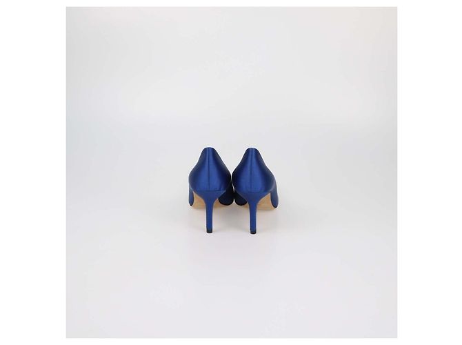Décolleté Hangisi in raso blu Manolo Blahnik - vista 5