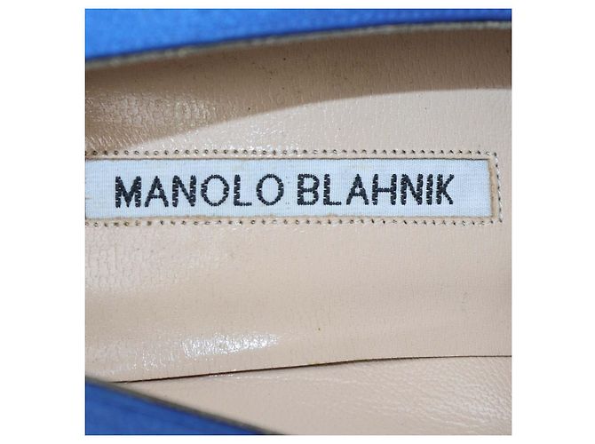 Décolleté Hangisi in raso blu Manolo Blahnik - vista 6