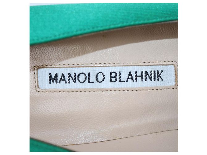 Décolleté Hangisi in raso verde Manolo Blahnik - vista 6