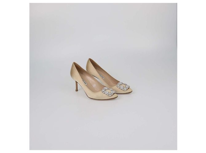 Décolleté Hangisi in raso beige Manolo Blahnik - vista 2