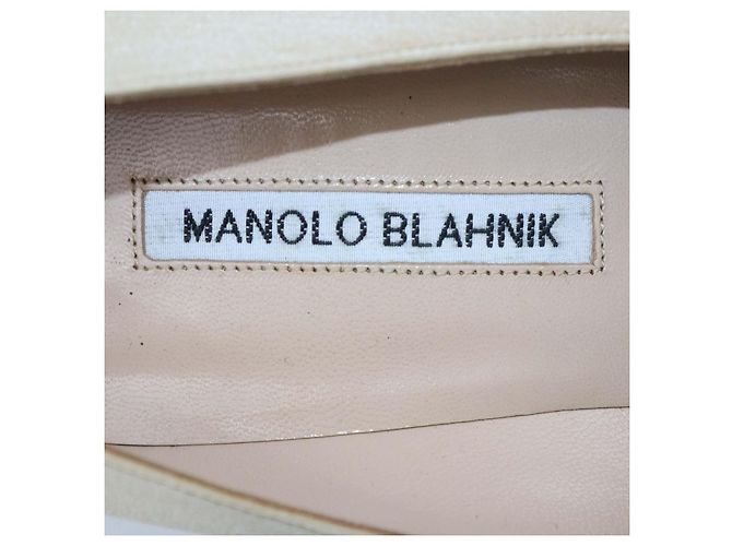 Décolleté Hangisi in raso beige Manolo Blahnik - vista 6
