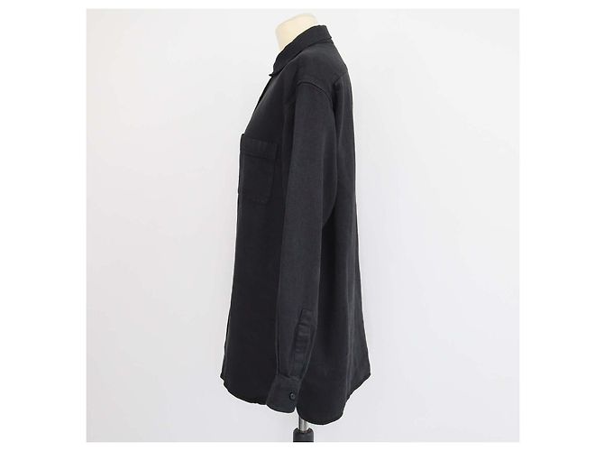 The Row Nesson Oversized Button Down Hemd aus schwarzem Leinen-Denim - Ansicht 2