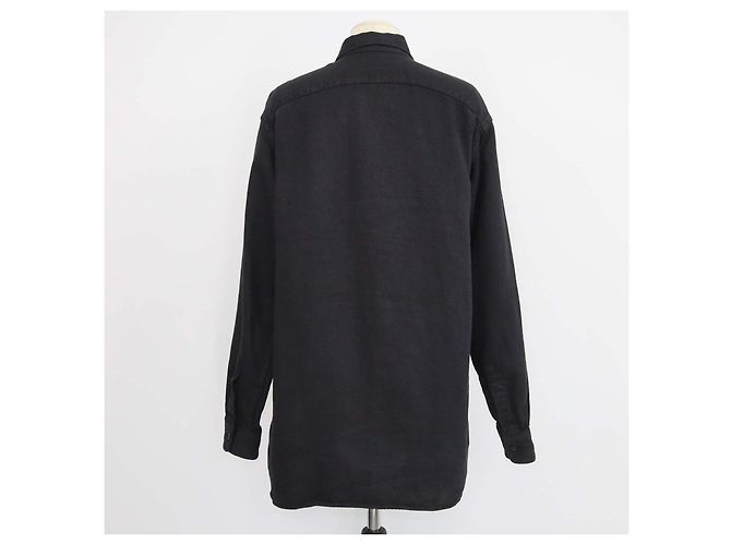 The Row Nesson Oversized Button Down Hemd aus schwarzem Leinen-Denim - Ansicht 3