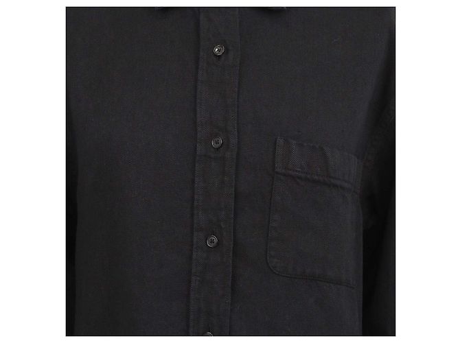 The Row Nesson Oversized Button Down Hemd aus schwarzem Leinen-Denim - Ansicht 4