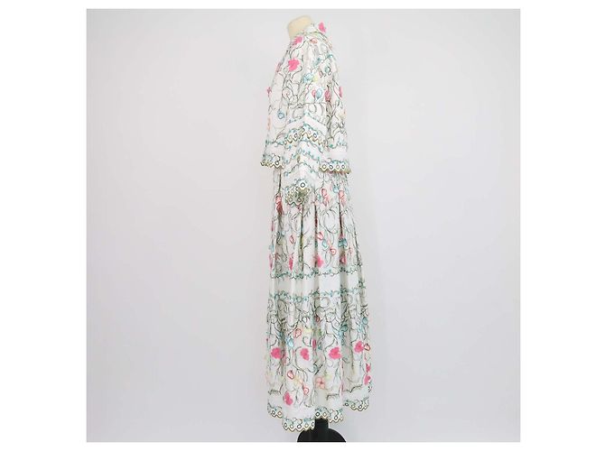 Set Giacca e Gonna Maxi Elie Saab in misto cotone multicolore con ricami floreali - vista 2