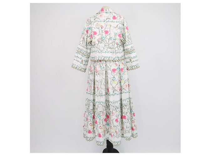 Set Giacca e Gonna Maxi Elie Saab in misto cotone multicolore con ricami floreali - vista 3