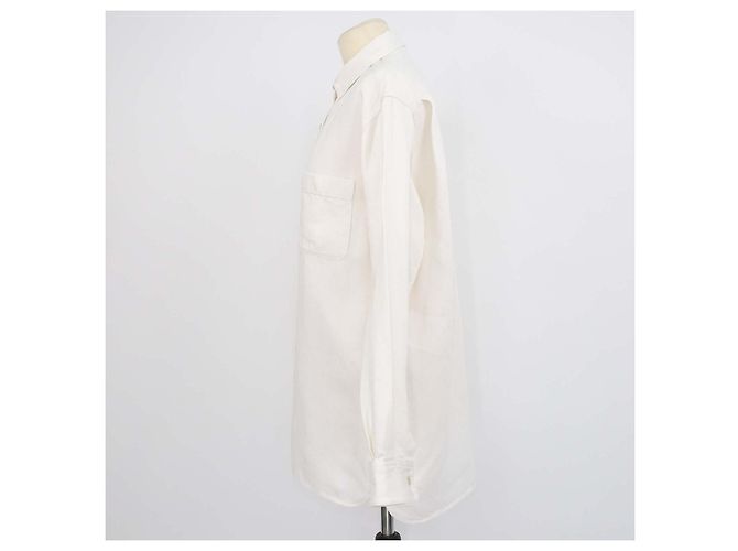 The Row Nesson Oversized Button Down Hemd aus Leinen-Denim in Creme Roh - Ansicht 2