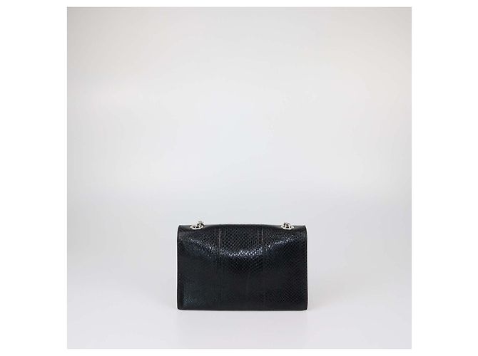 Clutch Versus Versace in pelle nera embossed effetto serpente con logo leone e catena Nero - vista 3