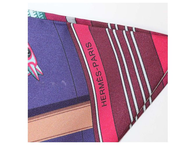 Hermès Hermes Multicolor Silk Carre en Carres Print Maxi Twilly Multicor - vista 10