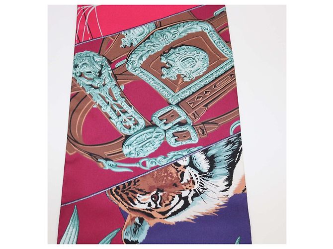 Hermès Hermes Multicolor Silk Carre en Carres Print Maxi Twilly Multicor - vista 2