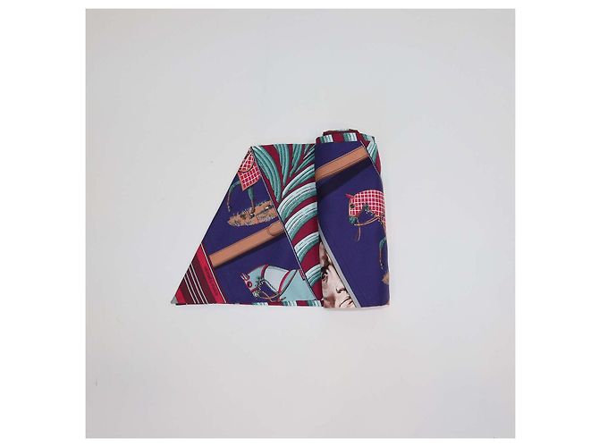 Hermès Hermes Multicolor Silk Carre en Carres Print Maxi Twilly Multicor - vista 8
