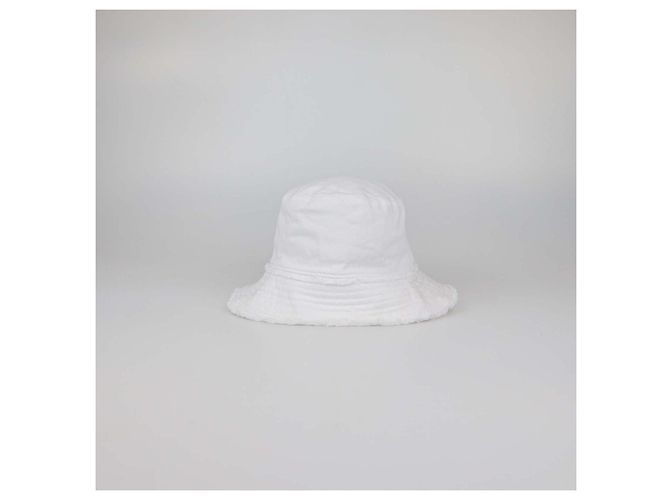 Cappello bucket Fendi in cotone bianco con ricamo FF - vista 3