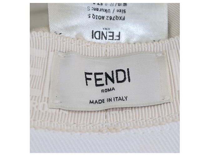 Cappello bucket Fendi in cotone bianco con ricamo FF - vista 5