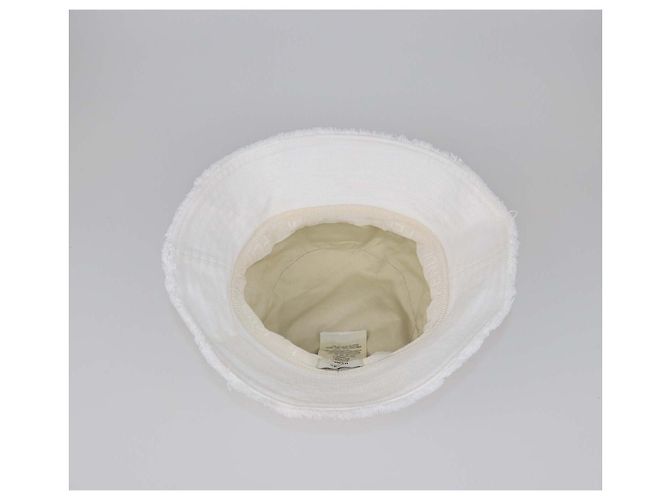 Cappello bucket Fendi in cotone bianco con ricamo FF - vista 6