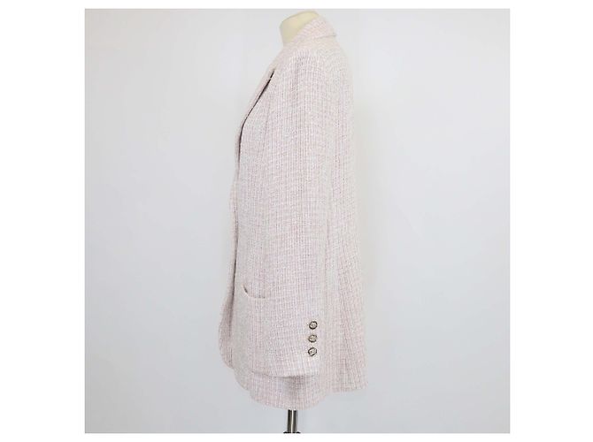 Blazer Chanel in tweed rosa monopetto - vista 2