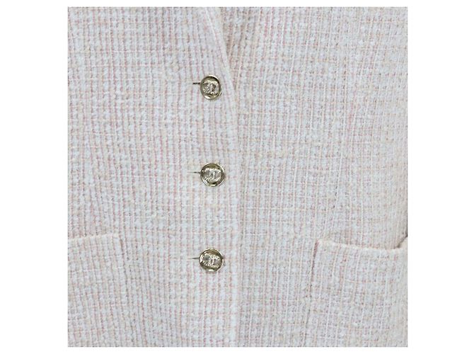 Blazer Chanel in tweed rosa monopetto - vista 4