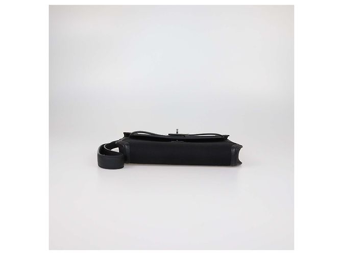 Hermès Pochette Kelly Depeches 25 Hermes in pelle Togo nera e canvas Nero - vista 5