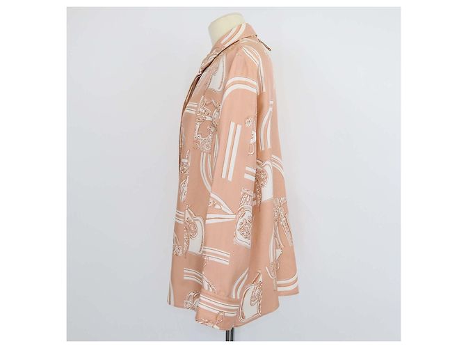 Hermès Camisa Hermes Beige de seda con estampado En Desordre Finesse - vista 2