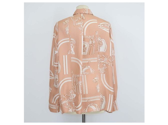 Hermès Camisa Hermes Beige de seda con estampado En Desordre Finesse - vista 3