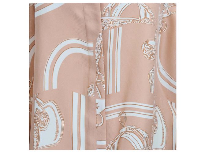 Hermès Camisa Hermes Beige de seda con estampado En Desordre Finesse - vista 4