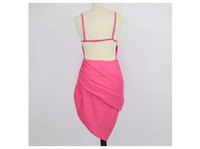 Jacquemus Le Raphia Mini-Kleid aus Viskosemischung in Rosa Pink - Ansicht 3