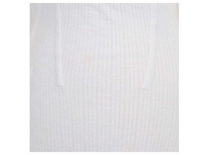 Mini abito Herve Leger a maniche lunghe con ritagli in tessuto misto bianco - vista 4