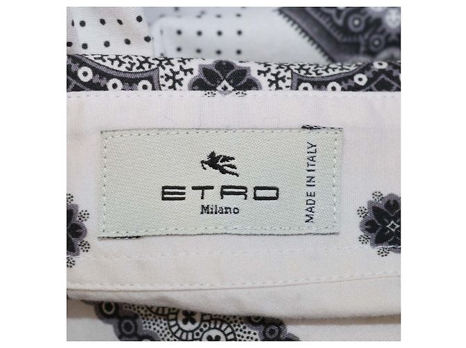 Camicia a maniche lunghe in cotone stampato nero/bianco Etro - vista 5