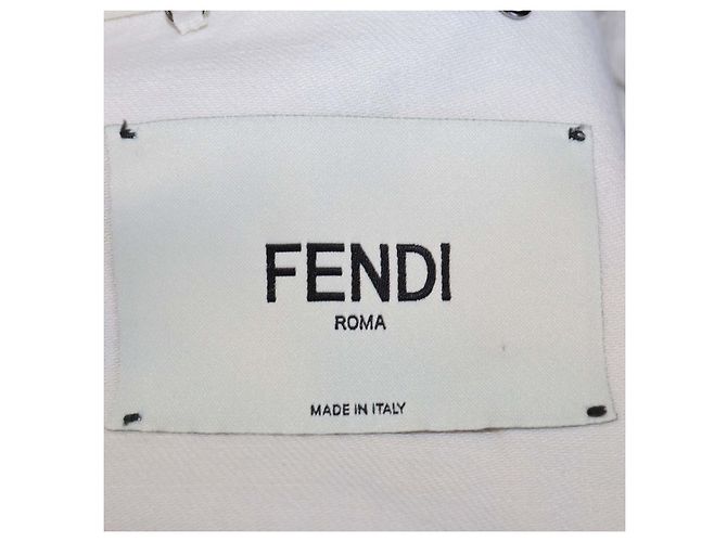 Fendi Crop-Jacke aus cremefarbenem Denim mit Calligraphy FF-Print Roh - Ansicht 5