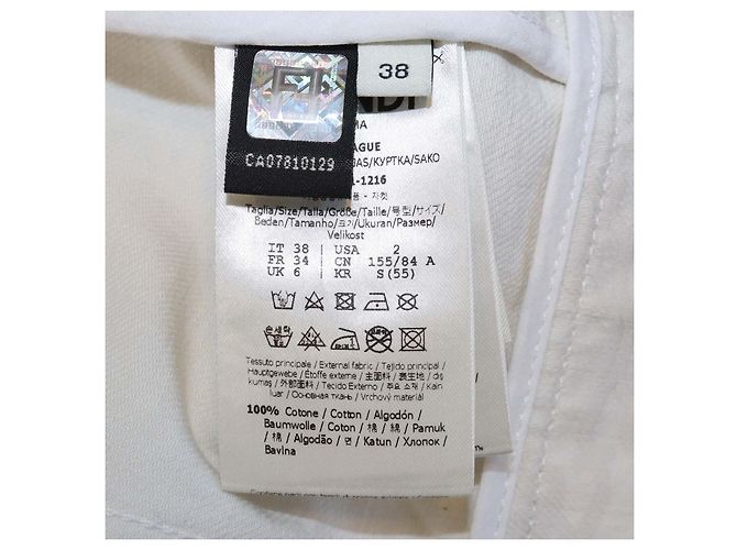 Fendi Crop-Jacke aus cremefarbenem Denim mit Calligraphy FF-Print Roh - Ansicht 6