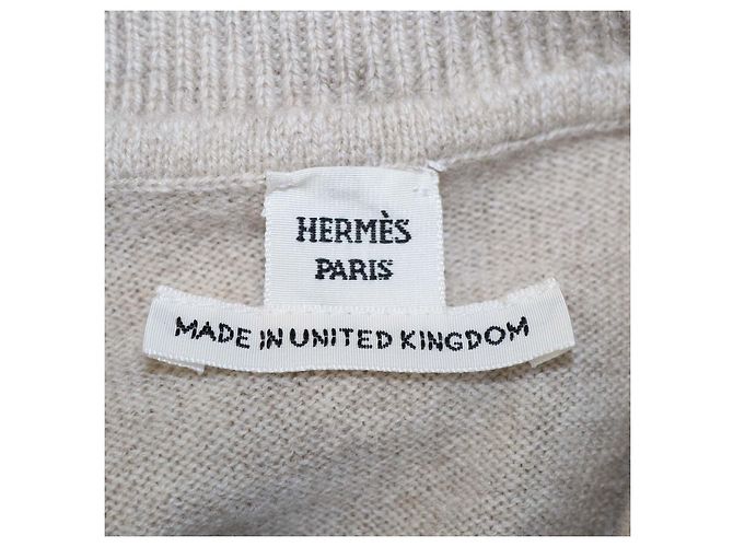 Hermès Hermes H-Lift Langarmpullover aus beigem Kaschmir - Ansicht 5